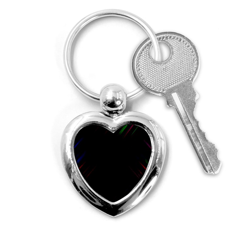 Streaks Line Light Neon Space Rainbow Color Black Key Chains (Heart) 