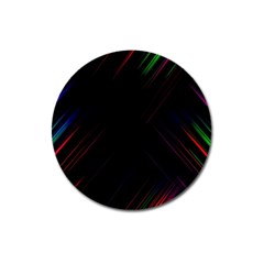 Streaks Line Light Neon Space Rainbow Color Black Magnet 3  (round)