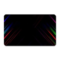 Streaks Line Light Neon Space Rainbow Color Black Magnet (rectangular) by Mariart