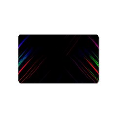 Streaks Line Light Neon Space Rainbow Color Black Magnet (name Card) by Mariart