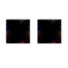 Streaks Line Light Neon Space Rainbow Color Black Cufflinks (square) by Mariart