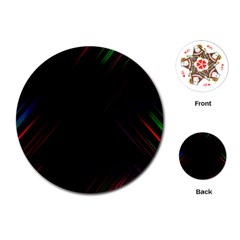 Streaks Line Light Neon Space Rainbow Color Black Playing Cards (round) 