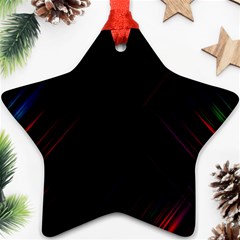 Streaks Line Light Neon Space Rainbow Color Black Star Ornament (two Sides)