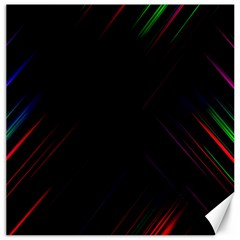 Streaks Line Light Neon Space Rainbow Color Black Canvas 12  X 12   by Mariart