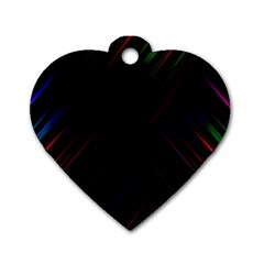 Streaks Line Light Neon Space Rainbow Color Black Dog Tag Heart (two Sides) by Mariart