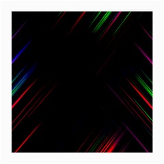 Streaks Line Light Neon Space Rainbow Color Black Medium Glasses Cloth