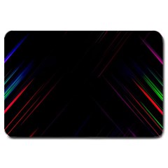 Streaks Line Light Neon Space Rainbow Color Black Large Doormat 