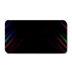 Streaks Line Light Neon Space Rainbow Color Black Medium Bar Mats