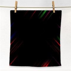 Streaks Line Light Neon Space Rainbow Color Black Face Towel by Mariart