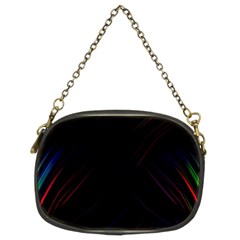 Streaks Line Light Neon Space Rainbow Color Black Chain Purses (two Sides) 