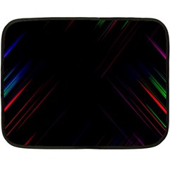 Streaks Line Light Neon Space Rainbow Color Black Fleece Blanket (mini) by Mariart