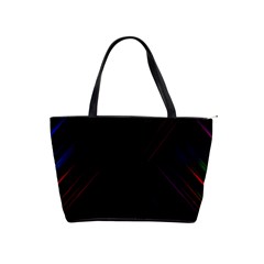 Streaks Line Light Neon Space Rainbow Color Black Shoulder Handbags