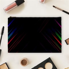 Streaks Line Light Neon Space Rainbow Color Black Cosmetic Bag (large)  by Mariart