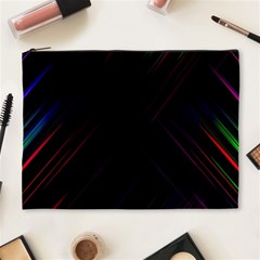 Streaks Line Light Neon Space Rainbow Color Black Cosmetic Bag (xl) by Mariart