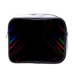 Streaks Line Light Neon Space Rainbow Color Black Mini Toiletries Bags