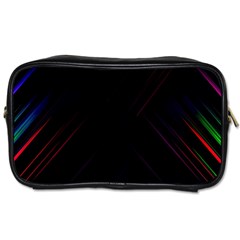 Streaks Line Light Neon Space Rainbow Color Black Toiletries Bags 2-side by Mariart