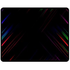 Streaks Line Light Neon Space Rainbow Color Black Fleece Blanket (medium)  by Mariart