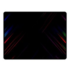 Streaks Line Light Neon Space Rainbow Color Black Fleece Blanket (small) by Mariart