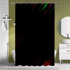 Streaks Line Light Neon Space Rainbow Color Black Shower Curtain 48  X 72  (small) 