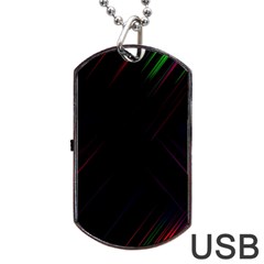 Streaks Line Light Neon Space Rainbow Color Black Dog Tag Usb Flash (two Sides) by Mariart