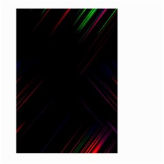 Streaks Line Light Neon Space Rainbow Color Black Large Garden Flag (two Sides) by Mariart