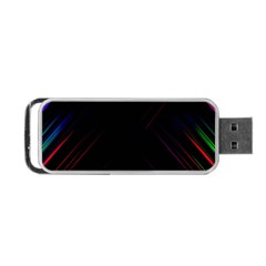 Streaks Line Light Neon Space Rainbow Color Black Portable Usb Flash (one Side) by Mariart