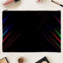 Streaks Line Light Neon Space Rainbow Color Black Cosmetic Bag (xxxl) 