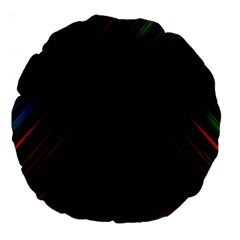 Streaks Line Light Neon Space Rainbow Color Black Large 18  Premium Round Cushions by Mariart