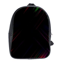 Streaks Line Light Neon Space Rainbow Color Black School Bags (xl)  by Mariart