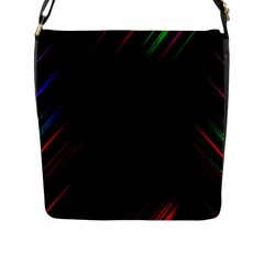 Streaks Line Light Neon Space Rainbow Color Black Flap Messenger Bag (l) 