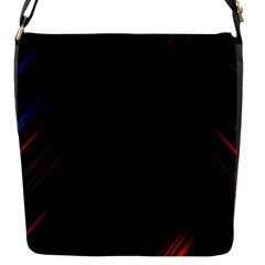 Streaks Line Light Neon Space Rainbow Color Black Flap Messenger Bag (s)