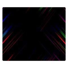 Streaks Line Light Neon Space Rainbow Color Black Double Sided Flano Blanket (small)  by Mariart