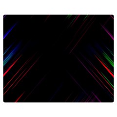 Streaks Line Light Neon Space Rainbow Color Black Double Sided Flano Blanket (medium)  by Mariart