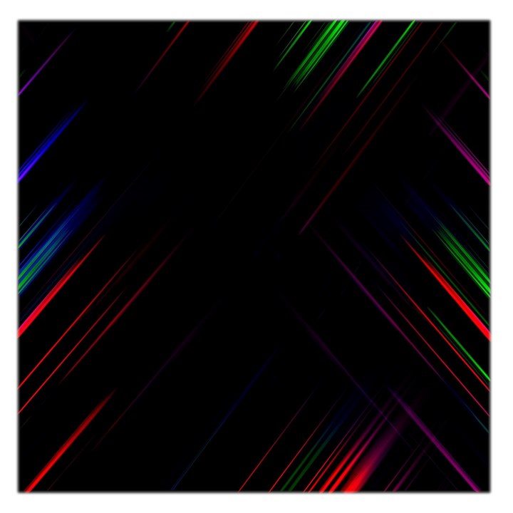 Streaks Line Light Neon Space Rainbow Color Black Large Satin Scarf (Square)