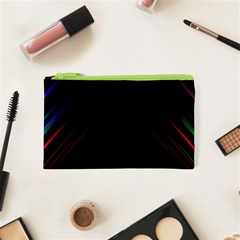 Streaks Line Light Neon Space Rainbow Color Black Cosmetic Bag (xs) by Mariart