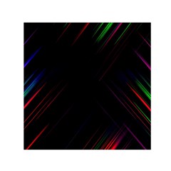 Streaks Line Light Neon Space Rainbow Color Black Small Satin Scarf (square) by Mariart