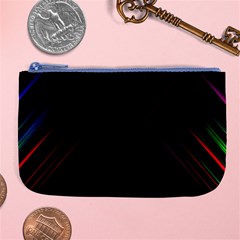 Streaks Line Light Neon Space Rainbow Color Black Large Coin Purse by Mariart