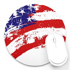 Red White Blue Star Flag Round Mousepads by Mariart