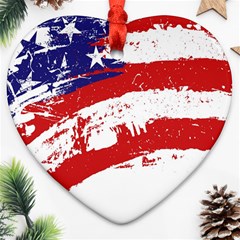 Red White Blue Star Flag Ornament (heart) by Mariart