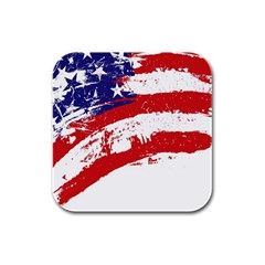 Red White Blue Star Flag Rubber Square Coaster (4 Pack) 