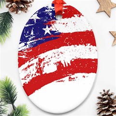 Red White Blue Star Flag Oval Ornament (two Sides) by Mariart