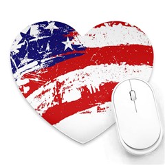 Red White Blue Star Flag Heart Mousepads by Mariart