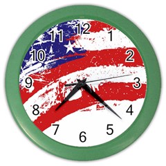 Red White Blue Star Flag Color Wall Clocks