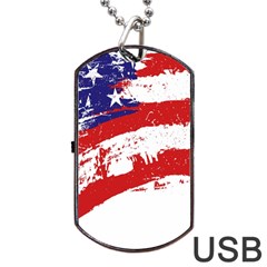 Red White Blue Star Flag Dog Tag Usb Flash (one Side) by Mariart