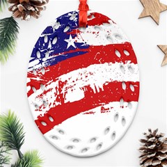 Red White Blue Star Flag Ornament (oval Filigree) by Mariart