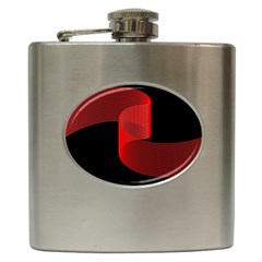 Tape Strip Red Black Amoled Wave Waves Chevron Hip Flask (6 Oz) by Mariart