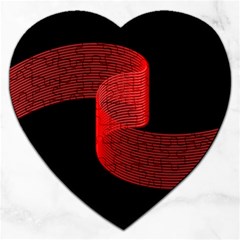 Tape Strip Red Black Amoled Wave Waves Chevron Jigsaw Puzzle (heart) by Mariart