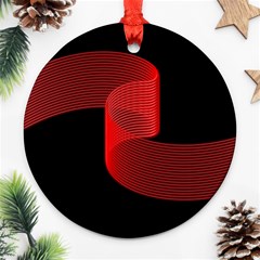 Tape Strip Red Black Amoled Wave Waves Chevron Round Ornament (two Sides) by Mariart