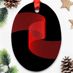 Tape Strip Red Black Amoled Wave Waves Chevron Oval Ornament (two Sides) by Mariart