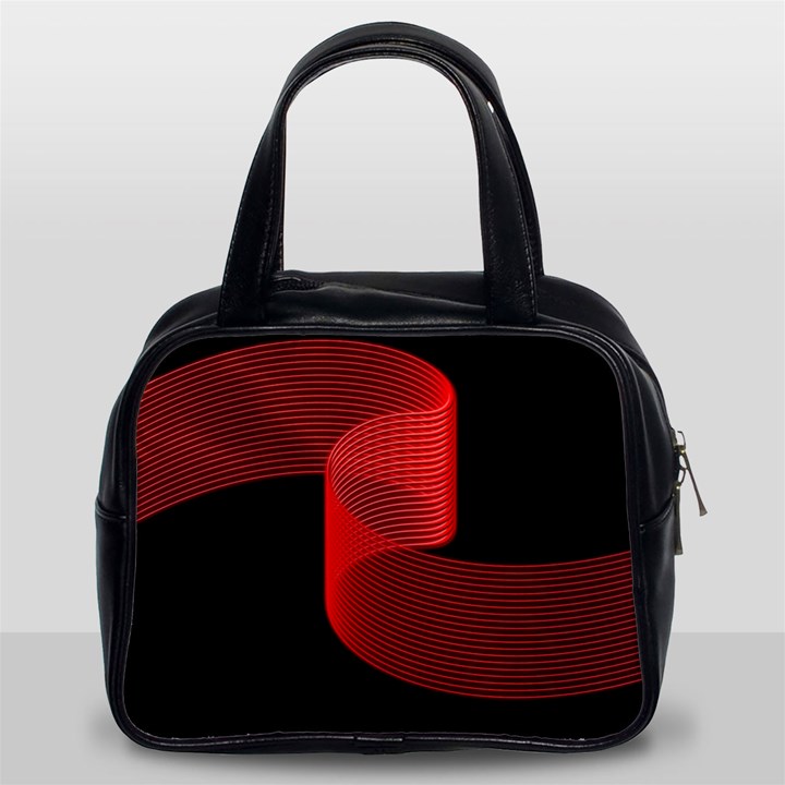 Tape Strip Red Black Amoled Wave Waves Chevron Classic Handbags (2 Sides)